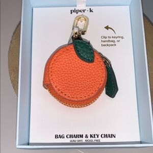 Piper K 🍊 Orange Bag Charm/Key Chain with Zipper Closure